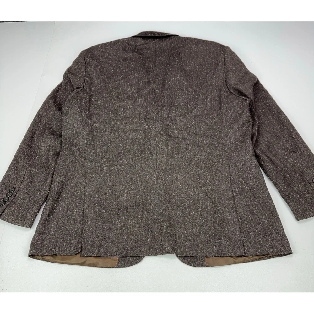 Mens Brown Textured 2-Button Blazer Jacket 44R Professional Sport Coat - Picture 2 of 9